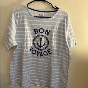 Croft & Barrow Light Blue Striped Classic Tee